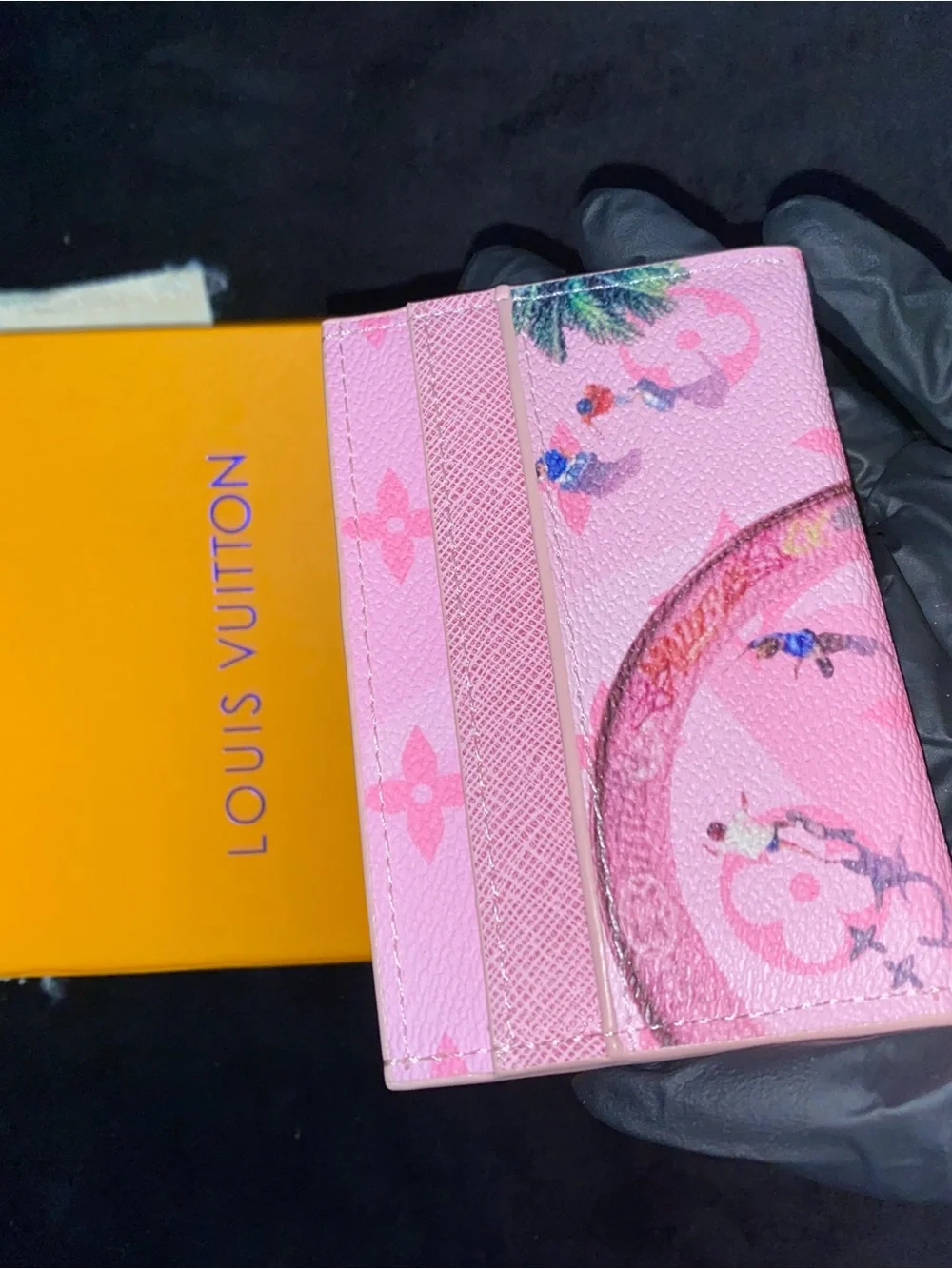 Louis Vuitton Pink Monogram Skateboard Pattern Card Holder